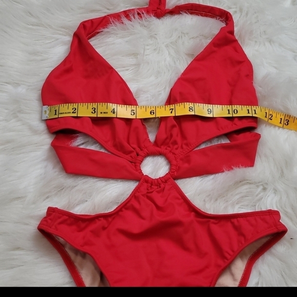 Booty by Brabants Brazilian Red cutouts one piece cheeky high-waist swim wear Lg - Picture 7 of 16